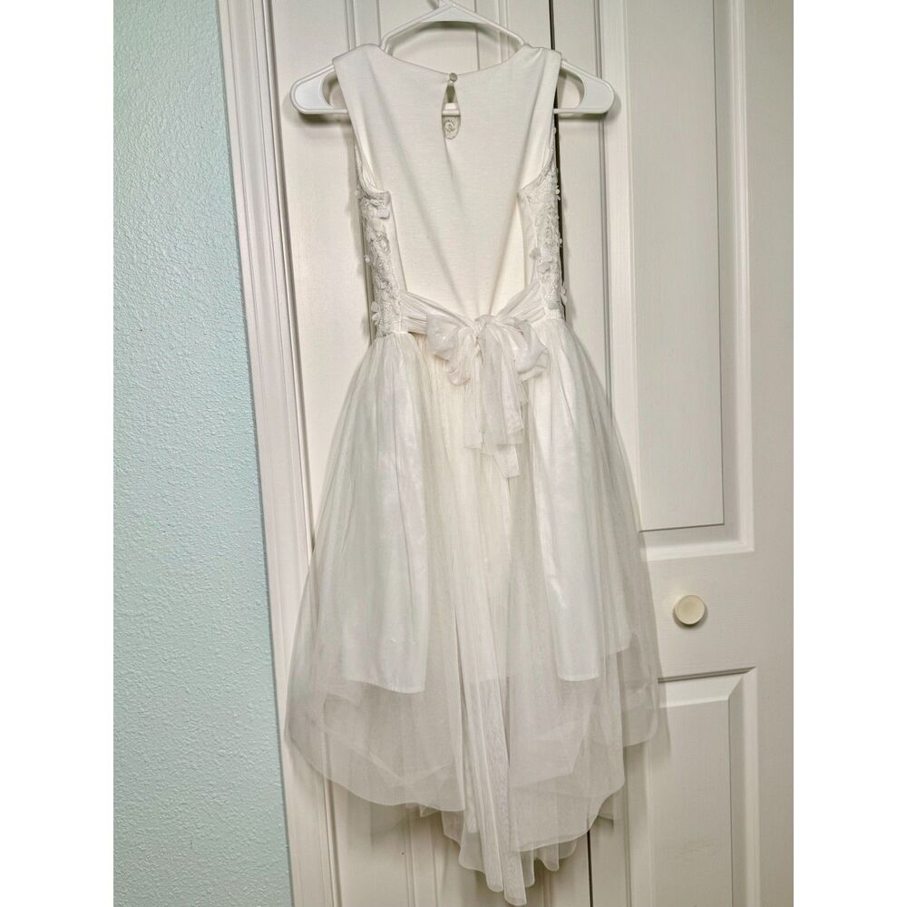Kids White Elegant Embroidered Tulle Dress L (10-12)